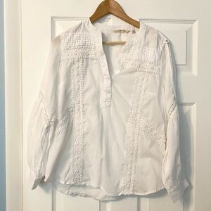 Soft Surroundings White Blouse with Textured Details